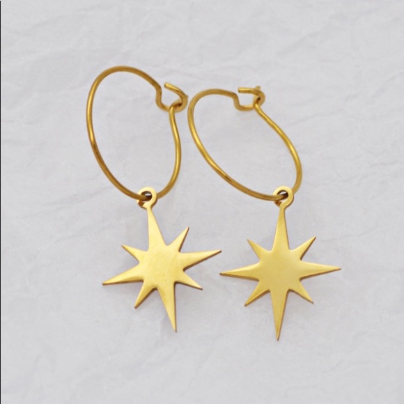 💙18K Goldplated Charm Hoops Earrings - Picture 4 of 14